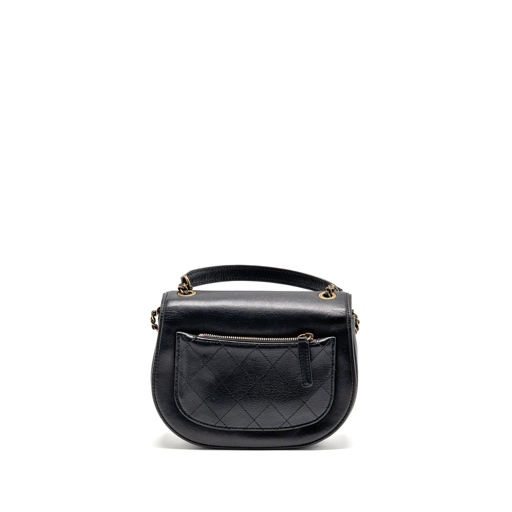 CHANEL SMALL COCO CURVE FLAP BAG SHINY GOATSKIN/CALFSKIN BLACK GHW