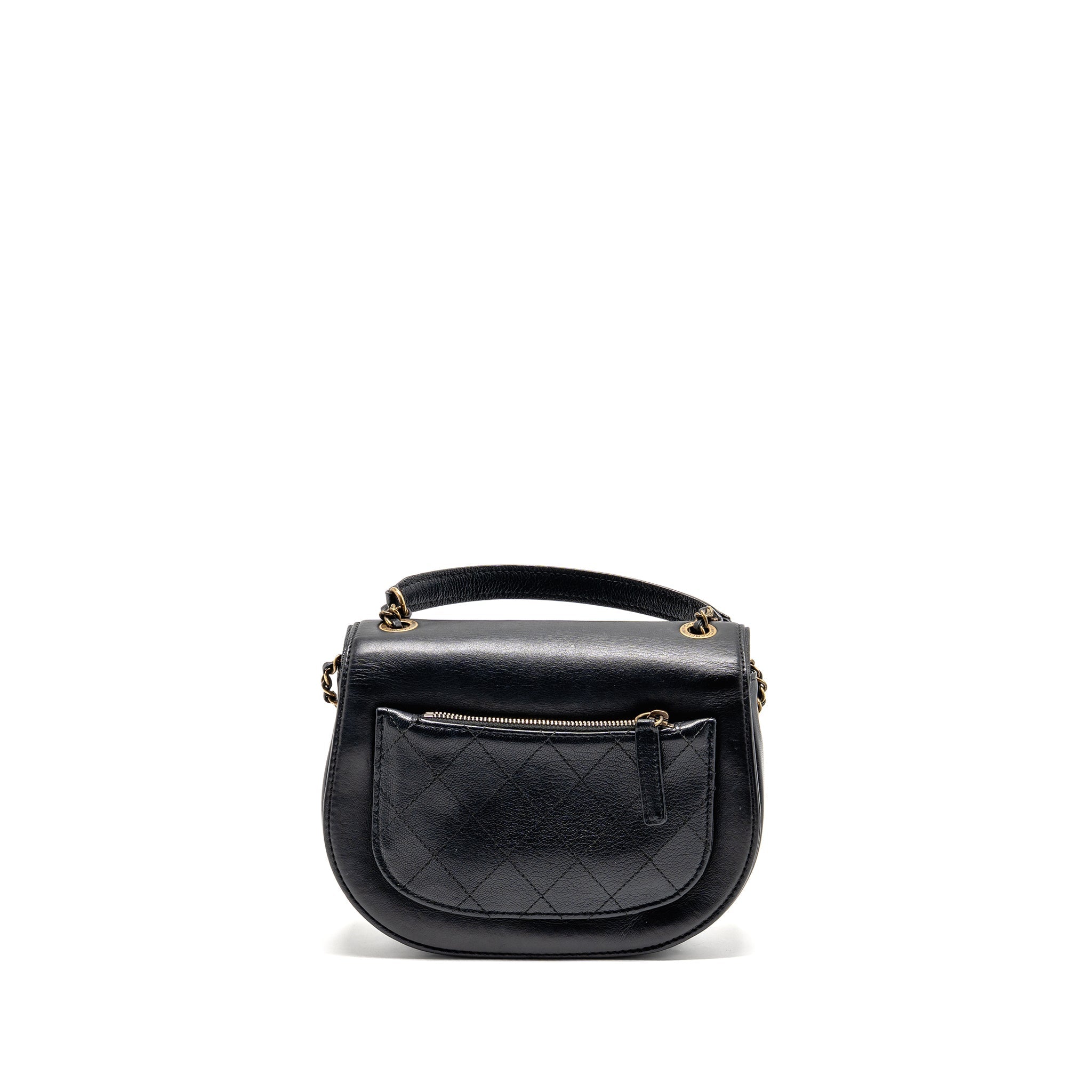 CHANEL SMALL COCO CURVE FLAP BAG SHINY GOATSKIN/CALFSKIN BLACK GHW