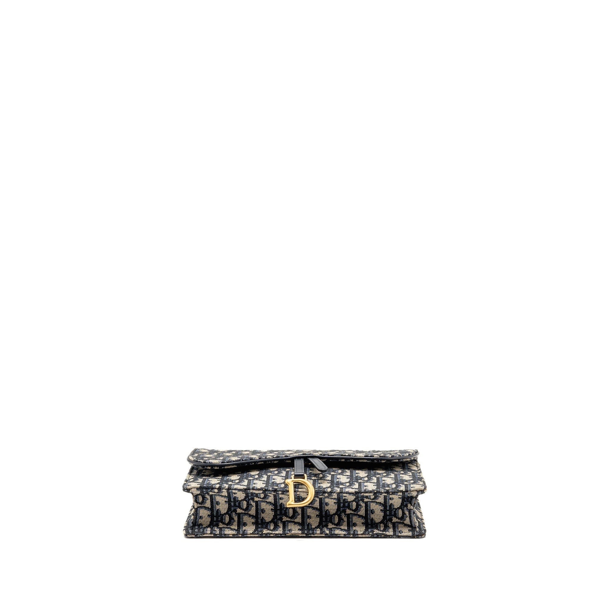 DIOR SADDLE POUCH DIOR OBLIQUE CANVAS BLUE GHW
