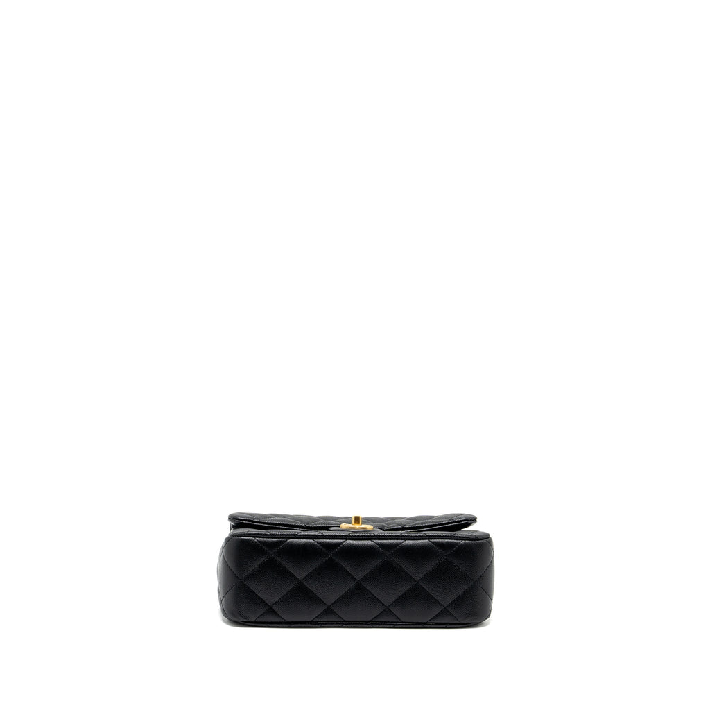 CHANEL COCO LOVE FLAP BAG ADJUSTABLE CHAIN CAVIAR BLACK GHW (MICROCHIP)