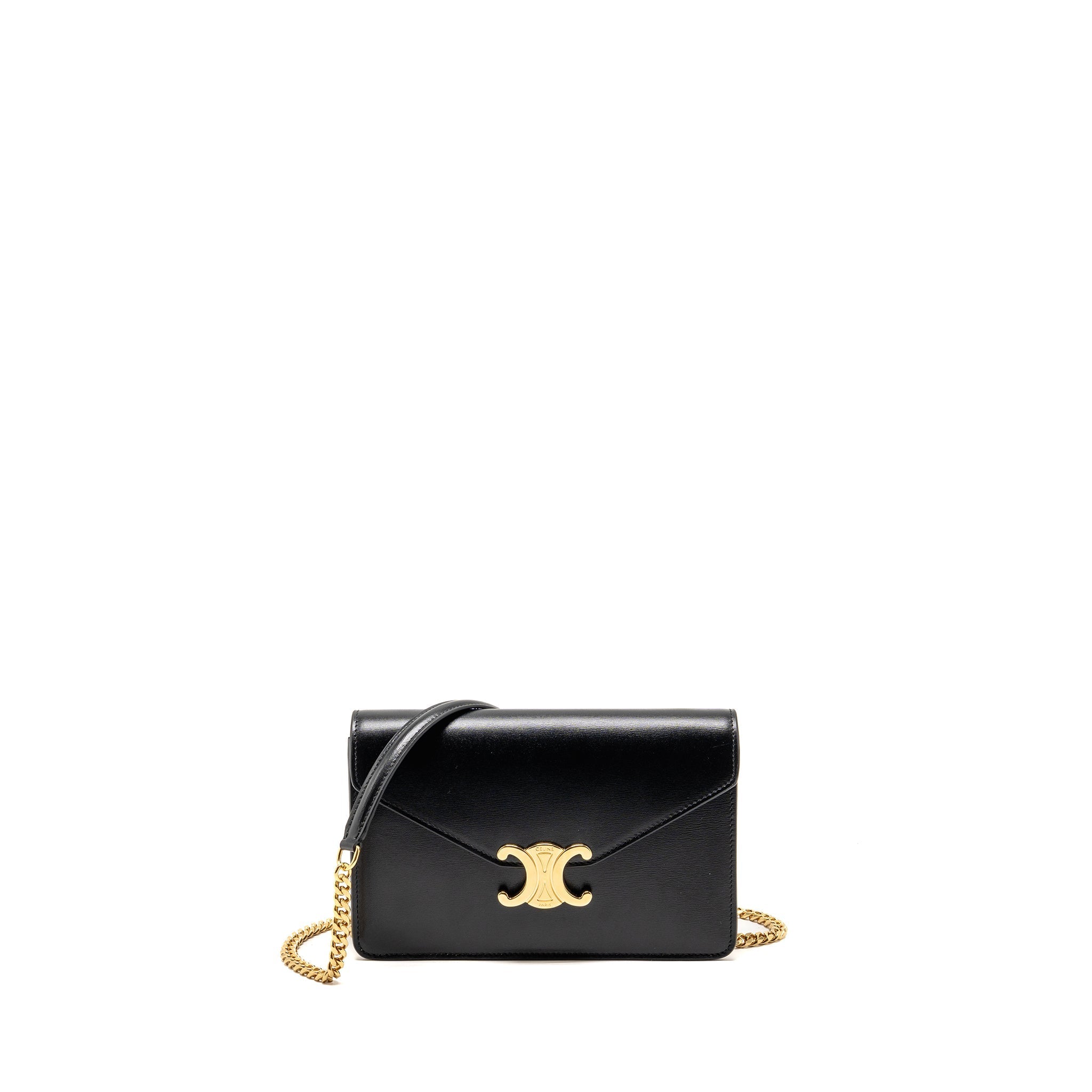 CELINE WALLET ON CHAIN MARGO CALFSKIN BLACK GHW