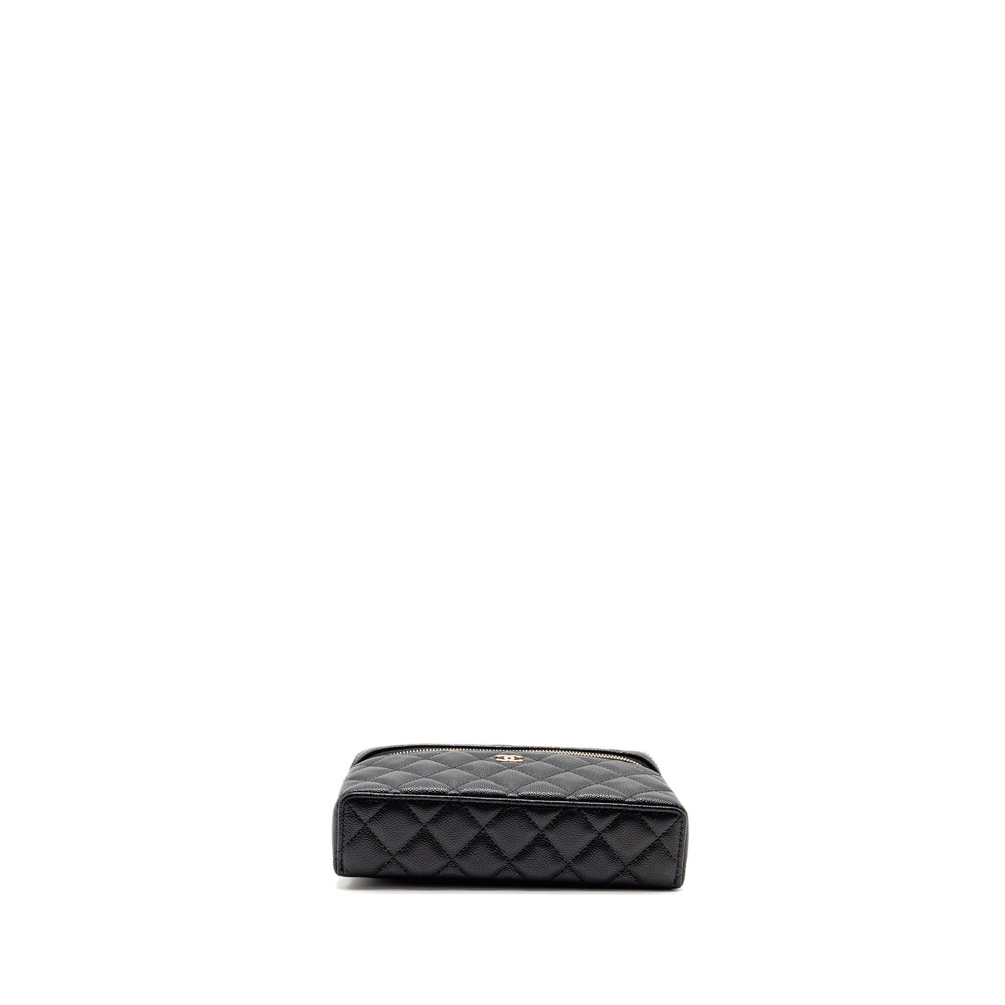 CHANEL 25P CC TOP HANDLE VANITY WITH CHAIN CAVIAR BLACK LGHW (MICROCHIP)