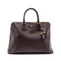 PRADA SAFFIANO VERNICE PROMENADE LARGE DOME TOTE BAG LEATHER MOGANO GHW
