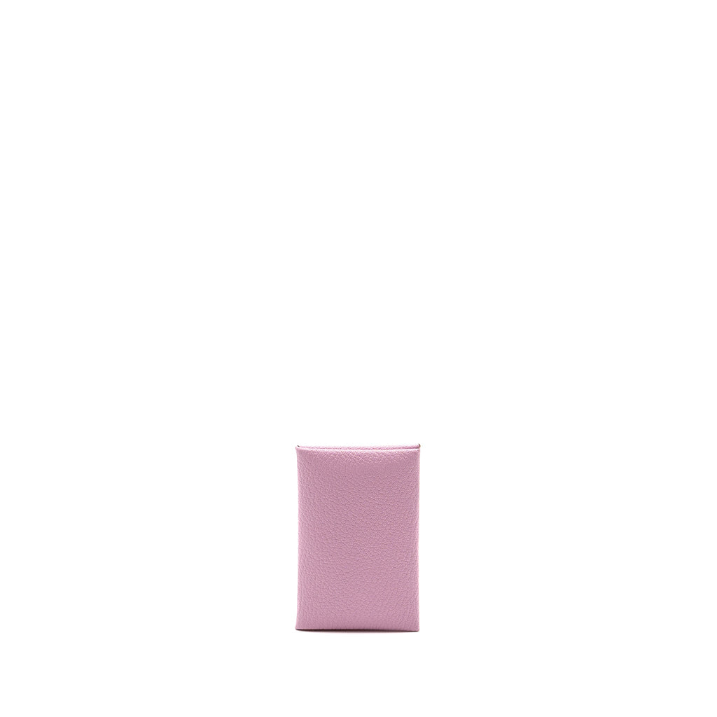 HERMES CALVI CARD HOLDER CHÈVRE MYSORE MAUVE SYLVESTRE SHW