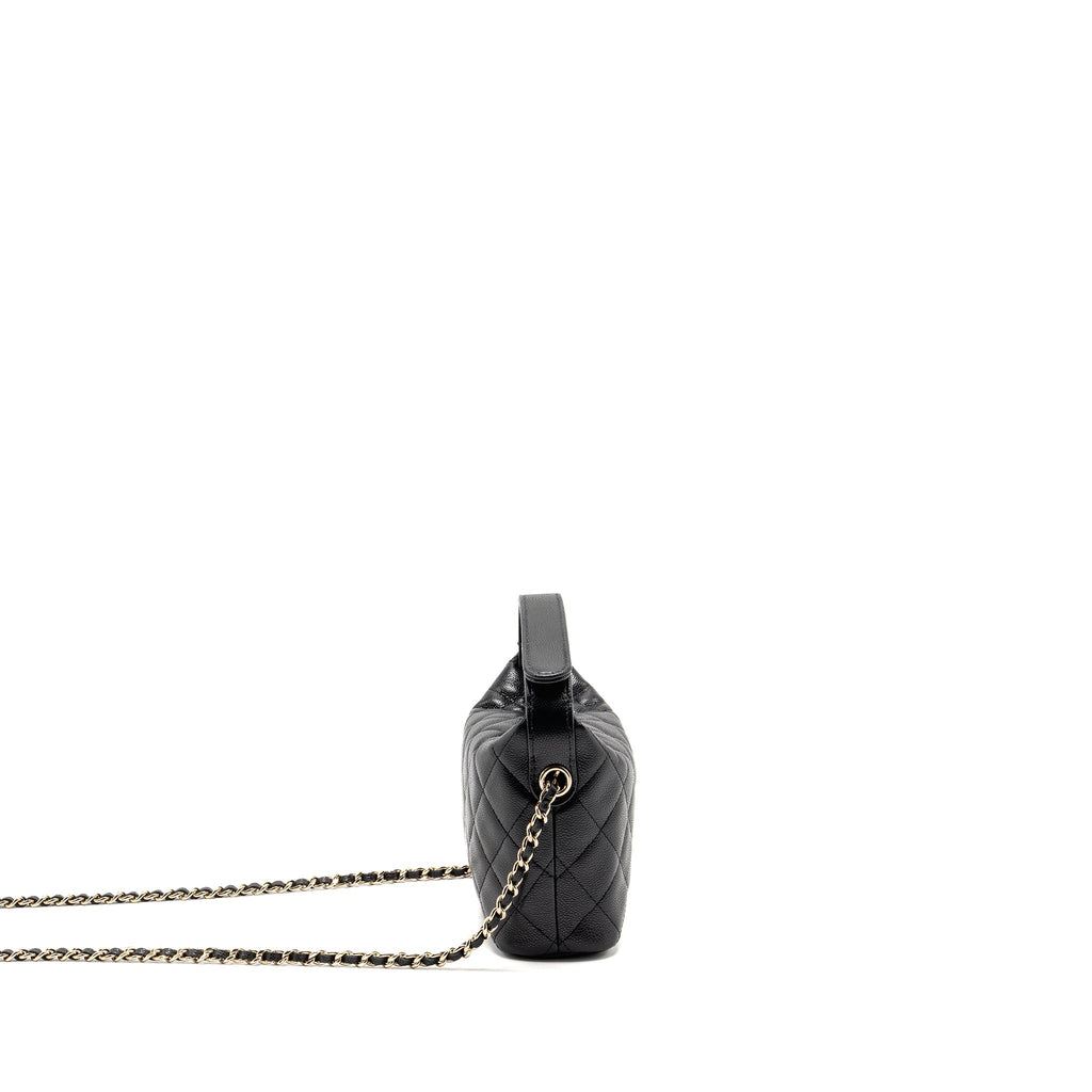 CHANEL 25C QUILTED HOBO BAG CAVIAR BLACK LGHW (MICROCHIP)