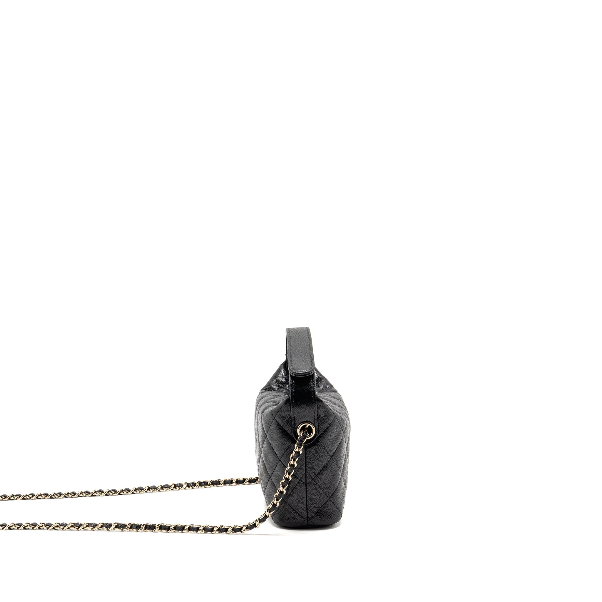 CHANEL 25C QUILTED HOBO BAG CAVIAR BLACK LGHW (MICROCHIP)