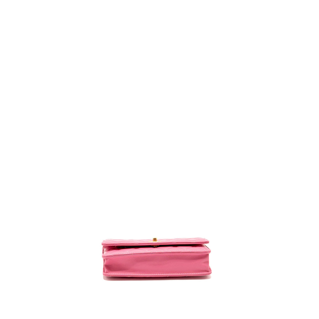CHANEL PEARL CRUSH WALLET ON CHAIN LAMBSKIN PINK GHW