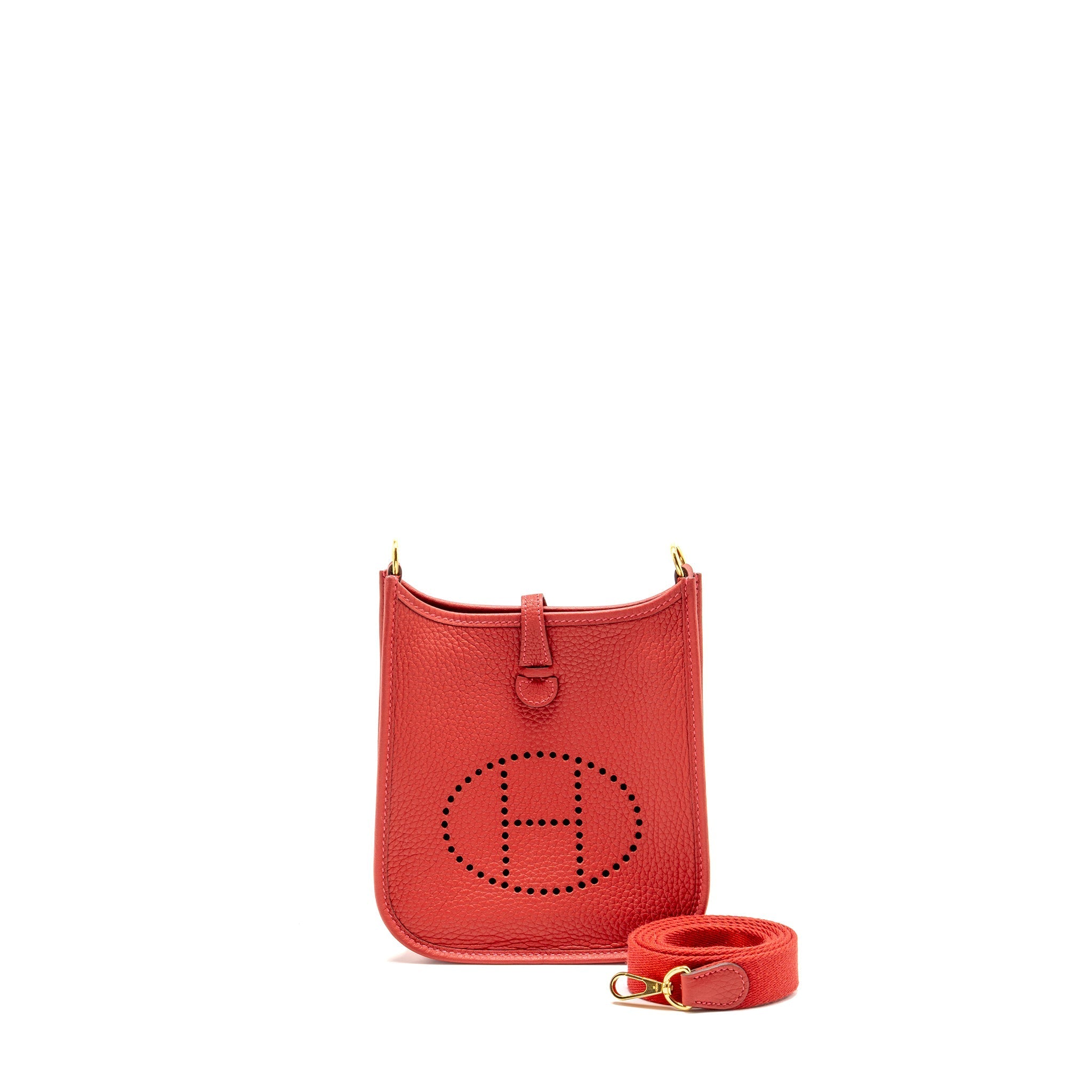 HERMES MINI EVELYNE CLEMENCE VERMILLON/ROUGE VIF GHW