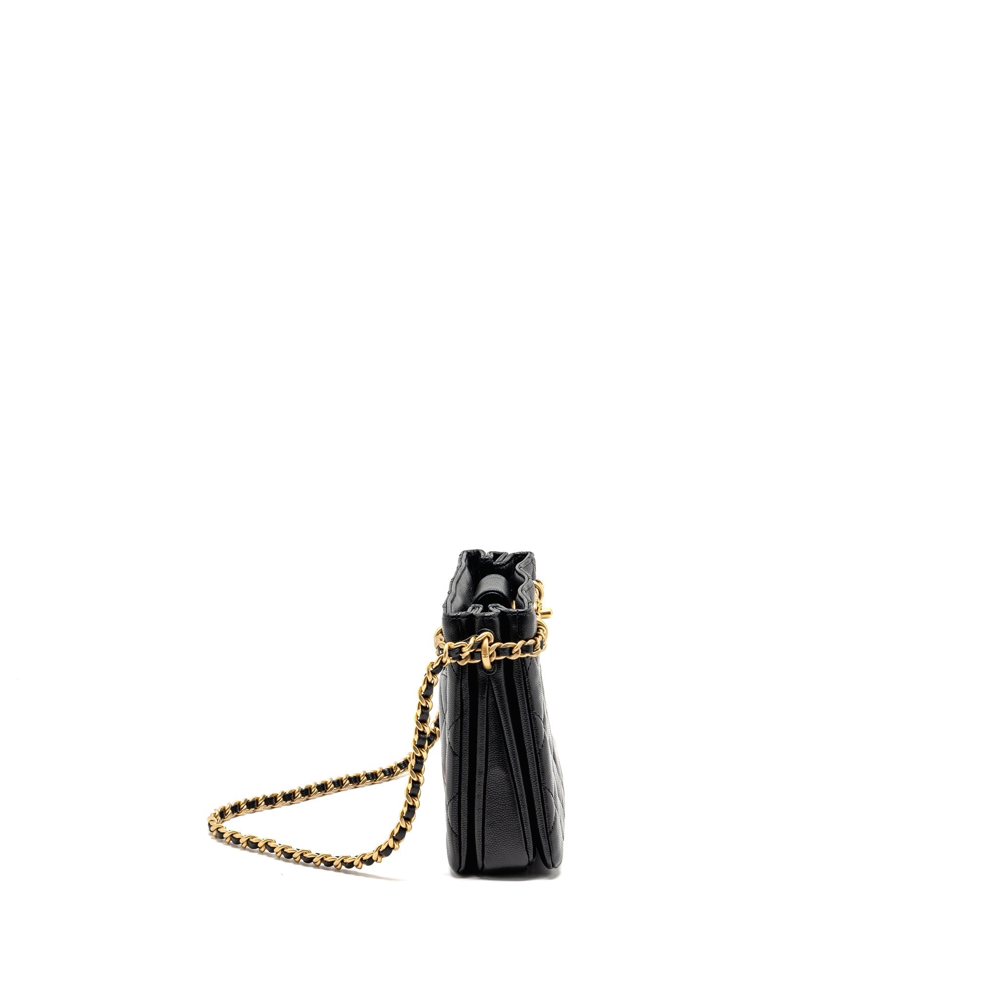 CHANEL CC CAMELLIA SMALL SHOPPING BAG CAVIAR BLACK GHW (MICROCHIP)