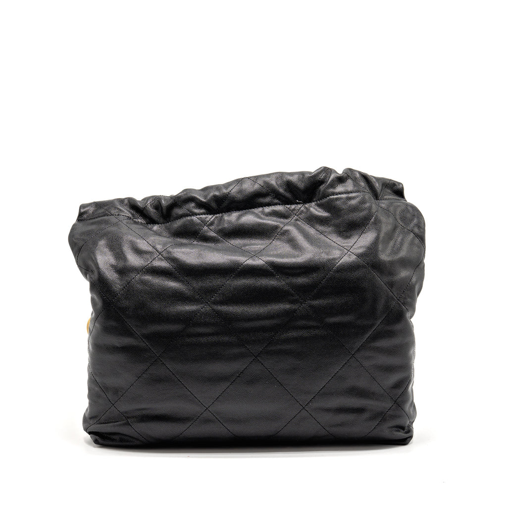 CHANEL MEDIUM 22 BAG BLACK LETTER CAVIAR BLACK GHW (MICROCHIP)