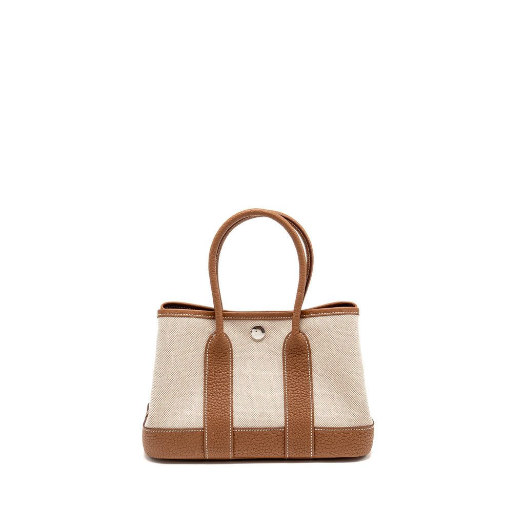 HERMES NEO GARDEN PARTY 23 CANVAS/NEGONDA ECRU-BEIGE/GOLD SHW