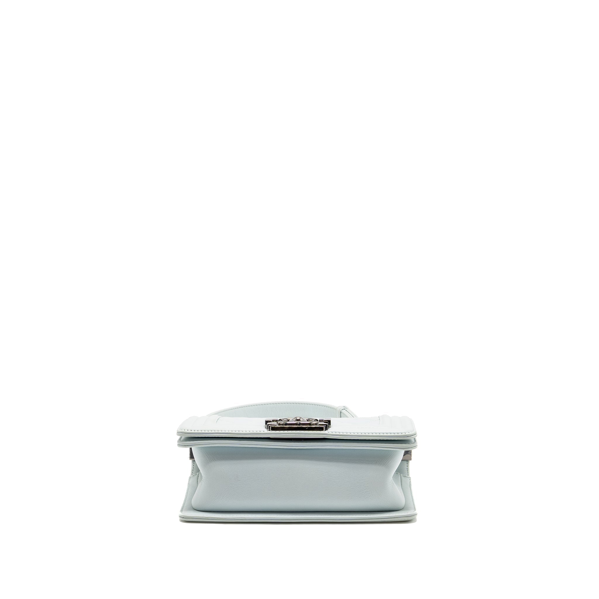 CHANEL SMALL BOY BAG CALFSKIN LIGHT BLUE SHW (MICROCHIP)