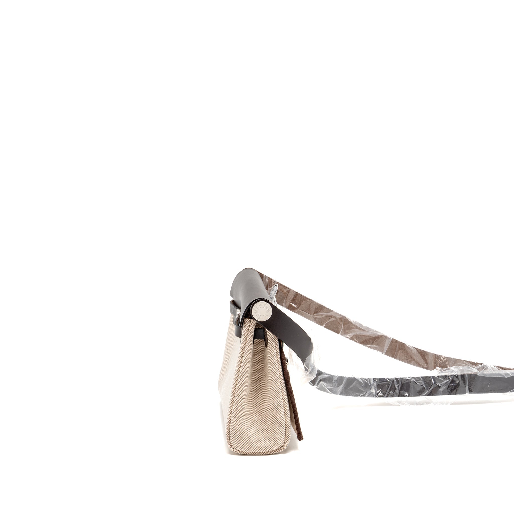 HERMES HERBAG MINI CANVAS/HUNTER LEATHER ECRU-BEIGE/EBENE SHW