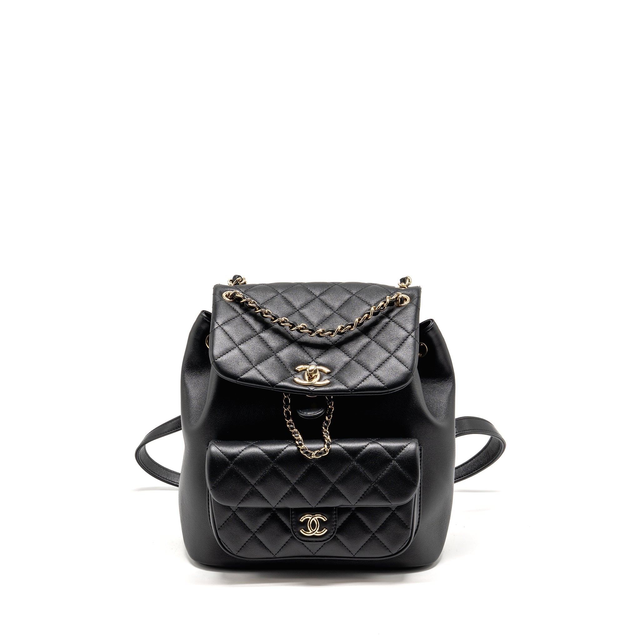 CHANEL LARGE DUMA BACKPACK CALFSKIN BLACK LGHW (MICROCHIP)