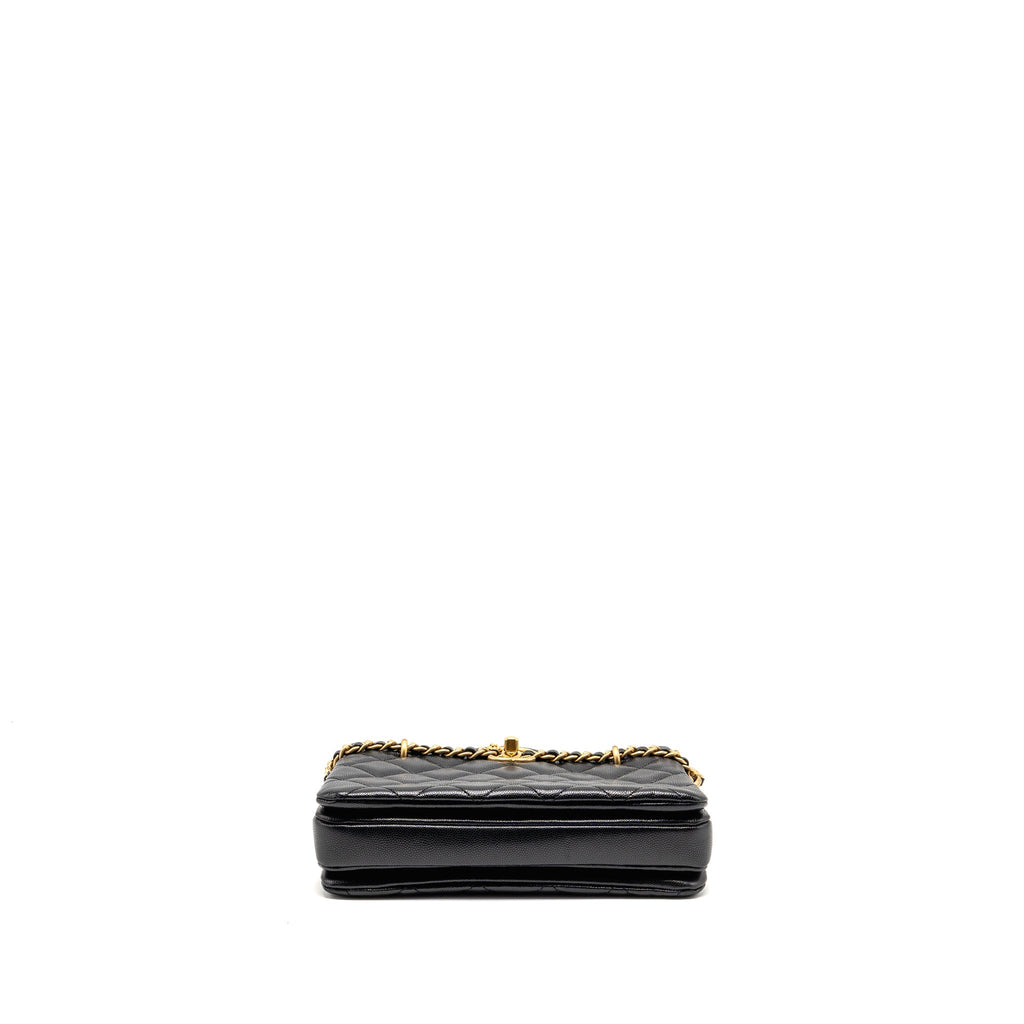 CHANEL CC CAMELLIA SMALL SHOPPING BAG CAVIAR BLACK GHW (MICROCHIP)