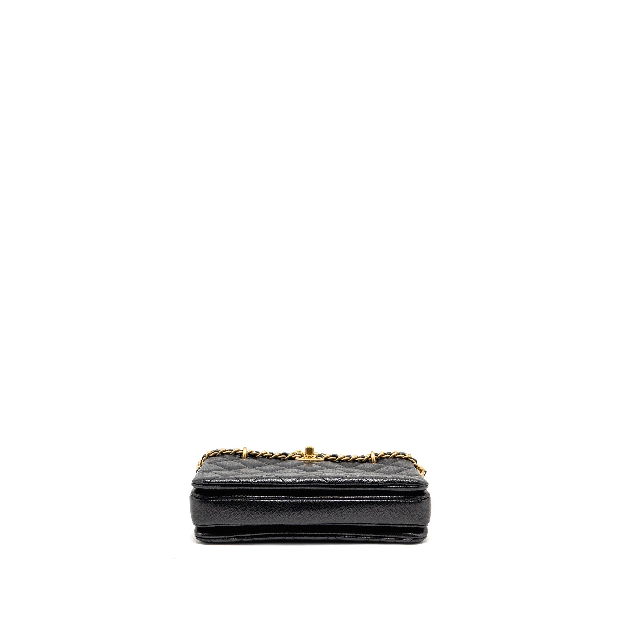 CHANEL CC CAMELLIA SMALL SHOPPING BAG CAVIAR BLACK GHW (MICROCHIP)