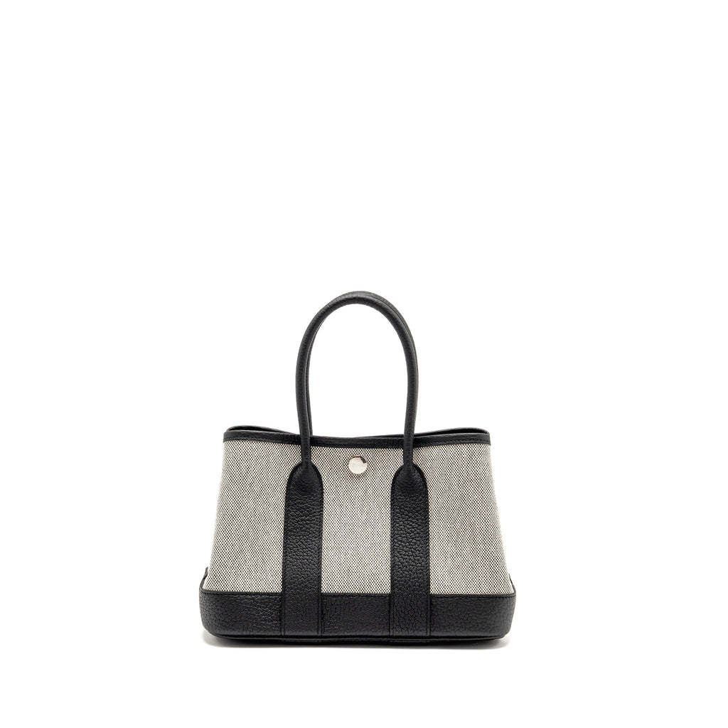 HERMES GARDEN PARTY 23 CANVAS/NEGONDA ECRU-BLACK/BLACK SHW
