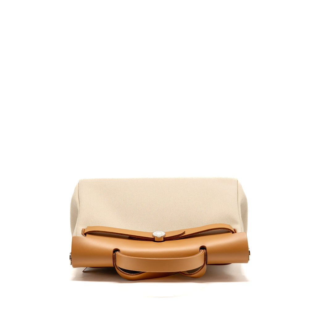 HERMES HERBAG 31 ZIP BAG CANVAS/HUNTER LEATHER BETON/NATA SHW