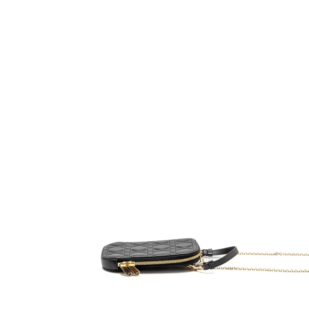 DIOR LADY DIOR CALL’IN DIOR PHONE HOLDER LAMBSKIN BLACK LGHW