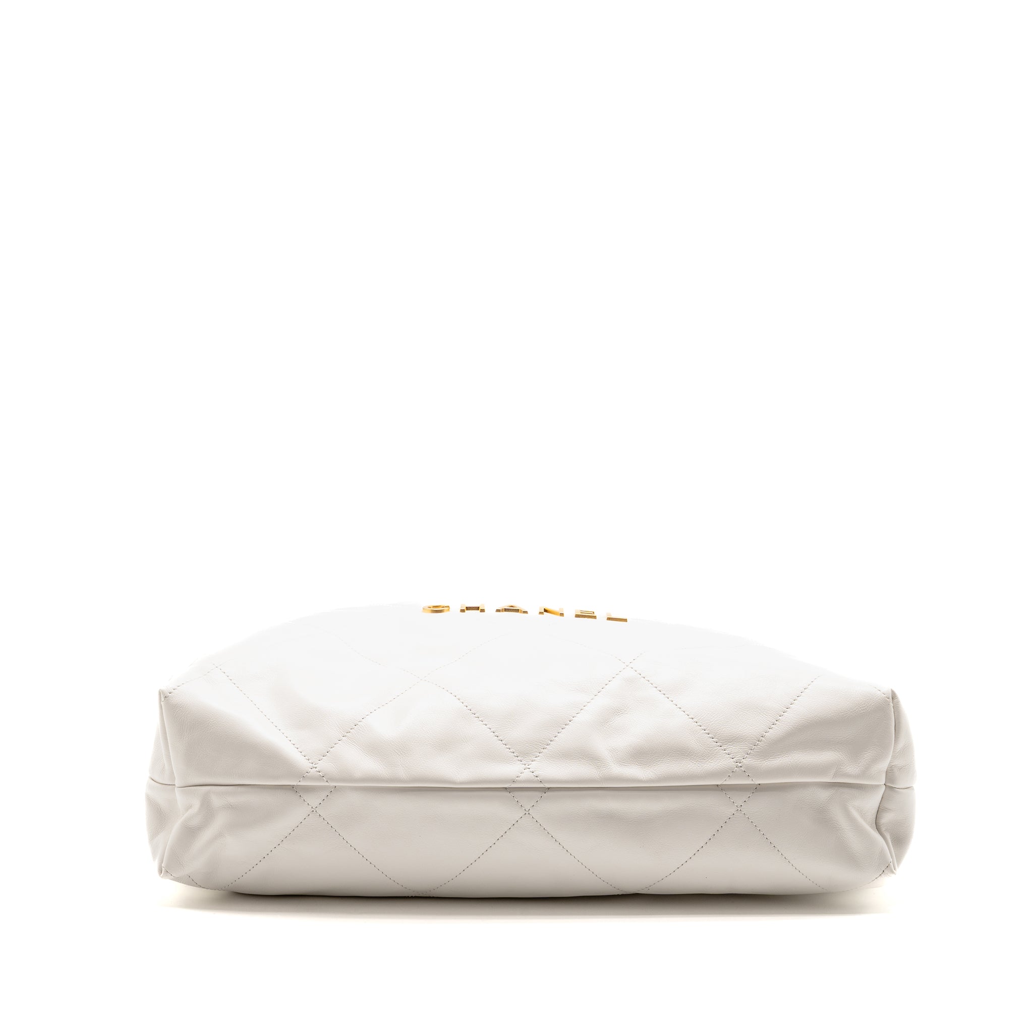 CHANEL LARGE 22 BAG SHINY CALFSKIN WHITE GHW (MICROCHIP)