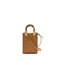 FENDI MINI SUNSHINE SHOPPER BAG FF LEATHER BROWN GHW