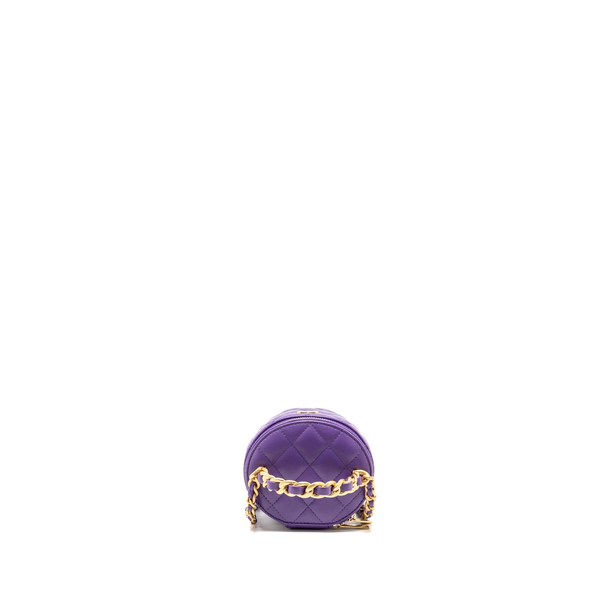 CHANEL 22A VANITY WITH CHAIN LAMBSKIN PURPLE GHW (MICROCHIP)