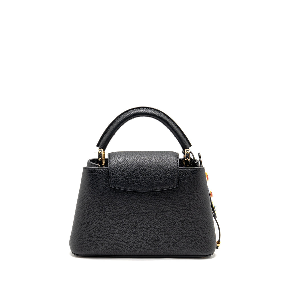 LOUIS VUITTON MURAKAMI LIMITED EDITION CAPUCINES BB TAURILLON LEATHER BLACK GHW