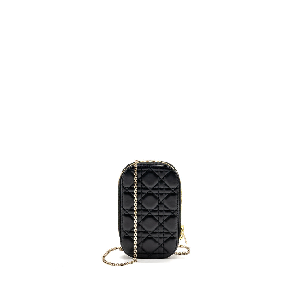 DIOR LADY DIOR CALL’IN DIOR PHONE HOLDER LAMBSKIN BLACK LGHW