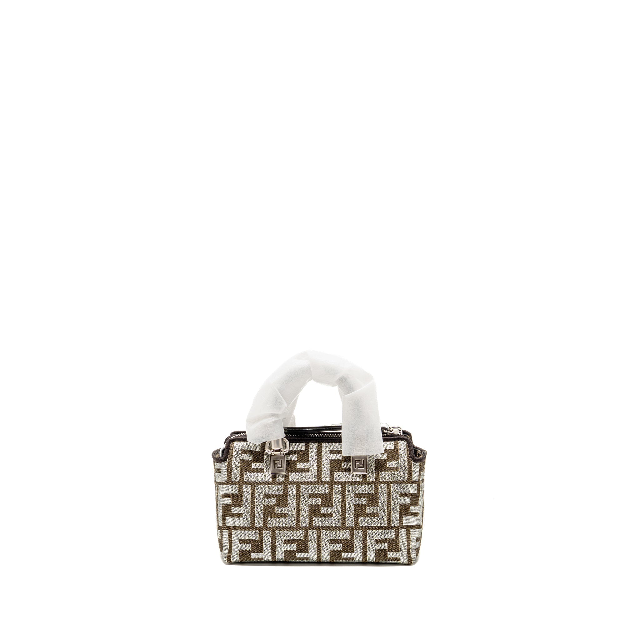 FENDI MINI BY THE WAY WITH HANDLE JACQUARD FF CANVAS/CALFSKIN SILVER/BROWN SHW