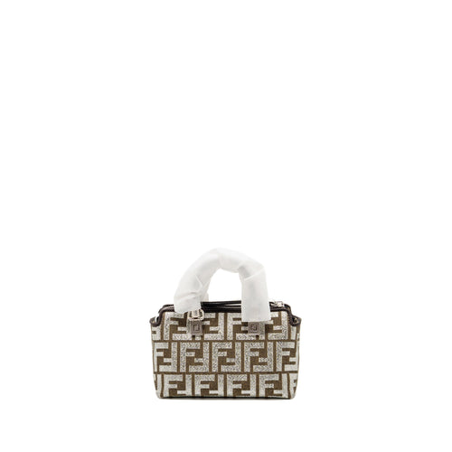 FENDI MINI BY THE WAY WITH HANDLE JACQUARD FF CANVAS/CALFSKIN SILVER/BROWN SHW