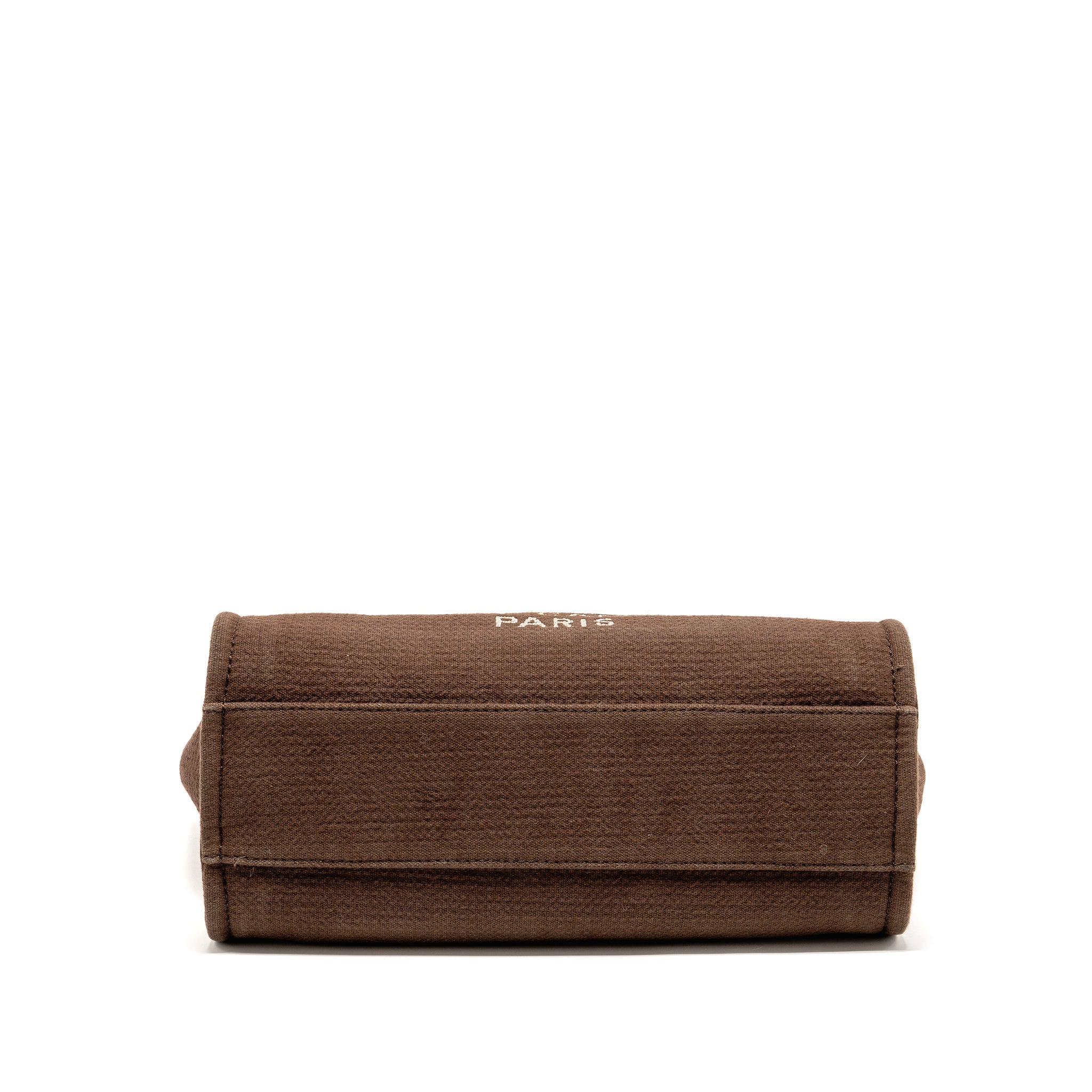 CHANEL DEAUVILLE TOTE BAG CANVAS DARK BROWN LGHW (MICROCHIP)