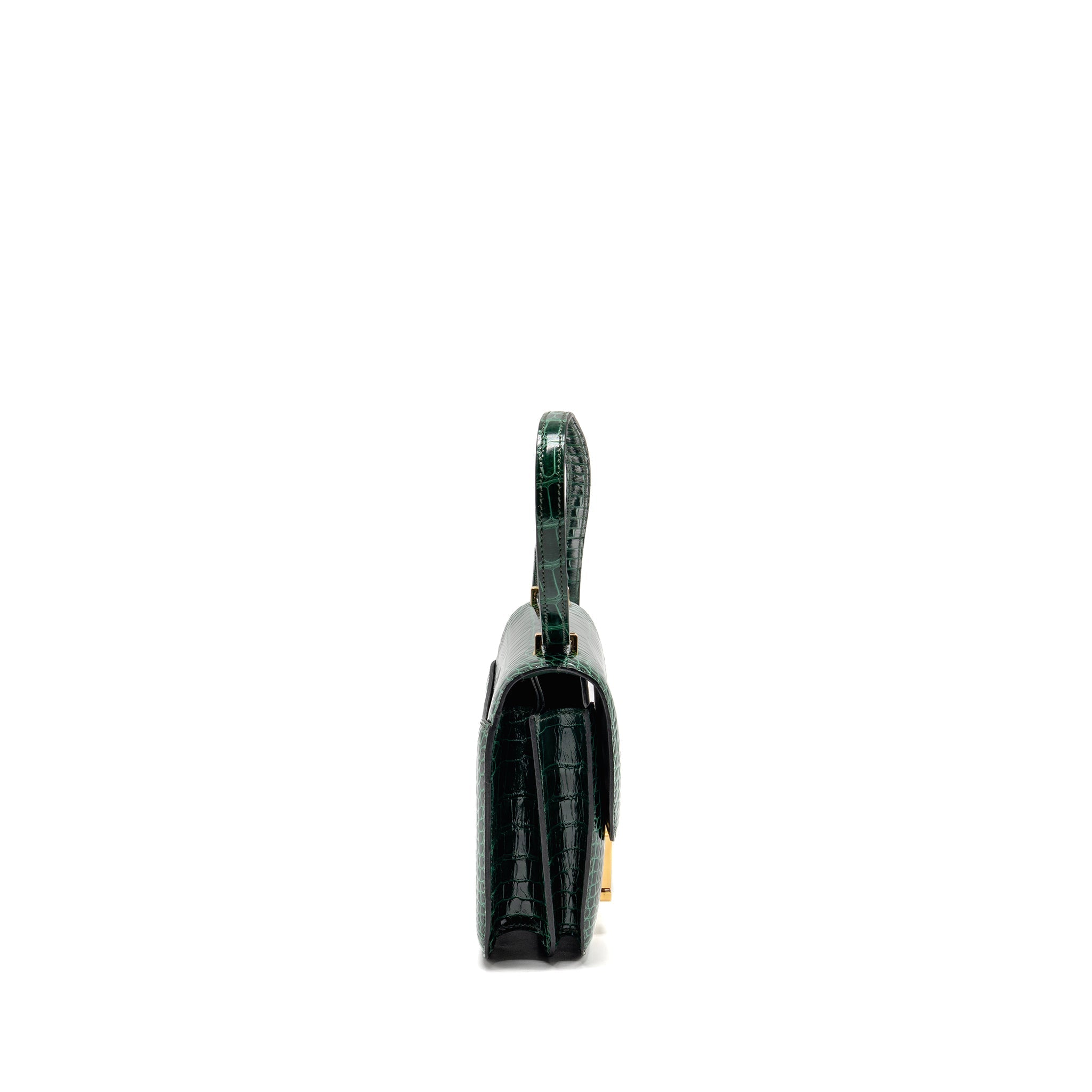 HERMES MINI CONSTANCE SHINY ALLIGATOR MISSISSIPPIENSIS VERT FONCE GHW