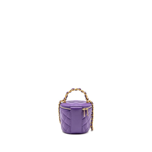 CHANEL 22A VANITY WITH CHAIN LAMBSKIN PURPLE GHW (MICROCHIP)