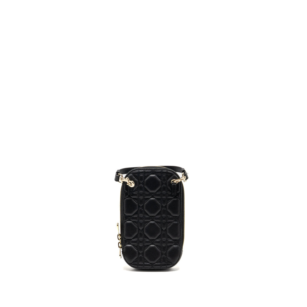 DIOR LADY DIOR CALL’IN DIOR PHONE HOLDER LAMBSKIN BLACK LGHW