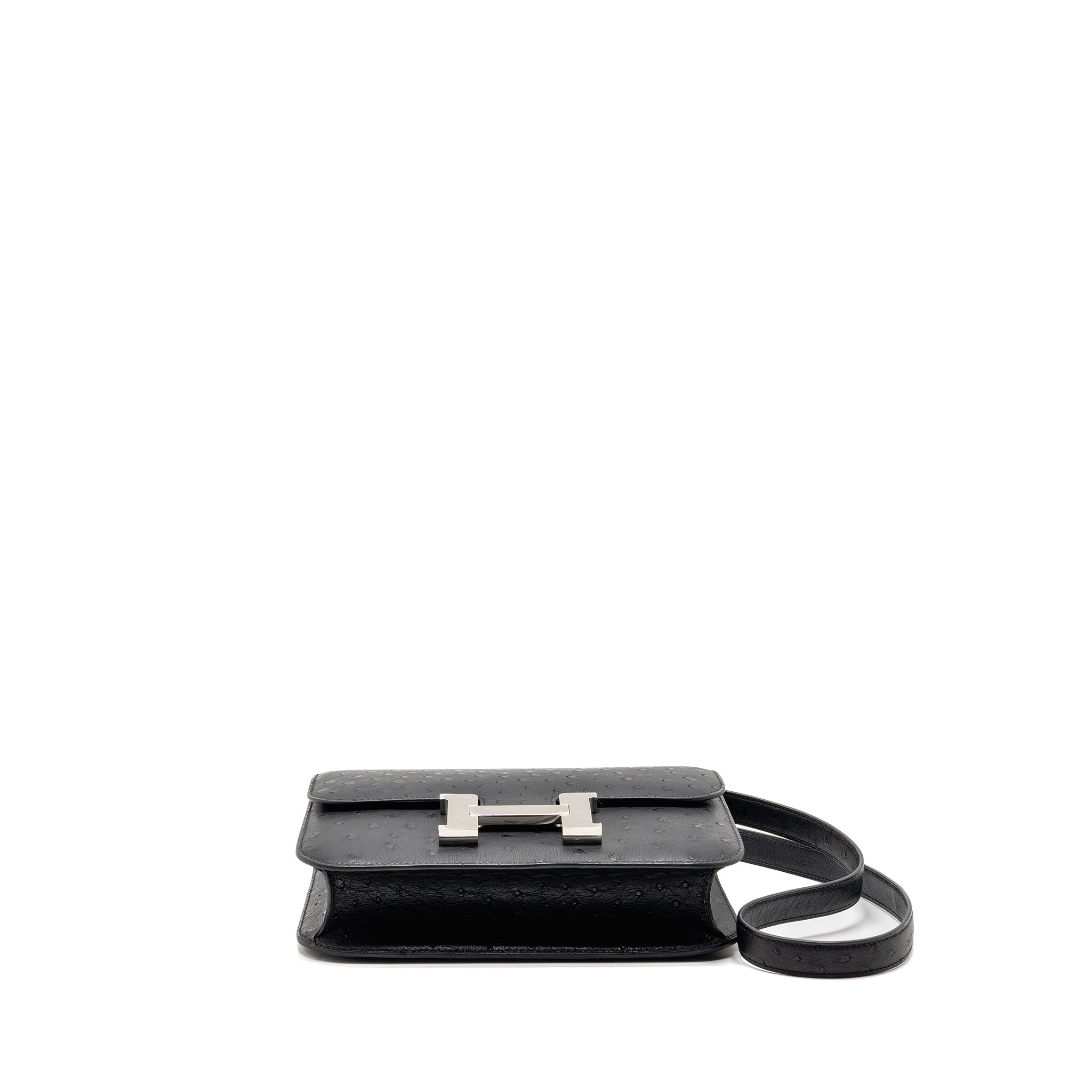 HERMES CONSTANCE 24 OSTRICH BLACK SHW