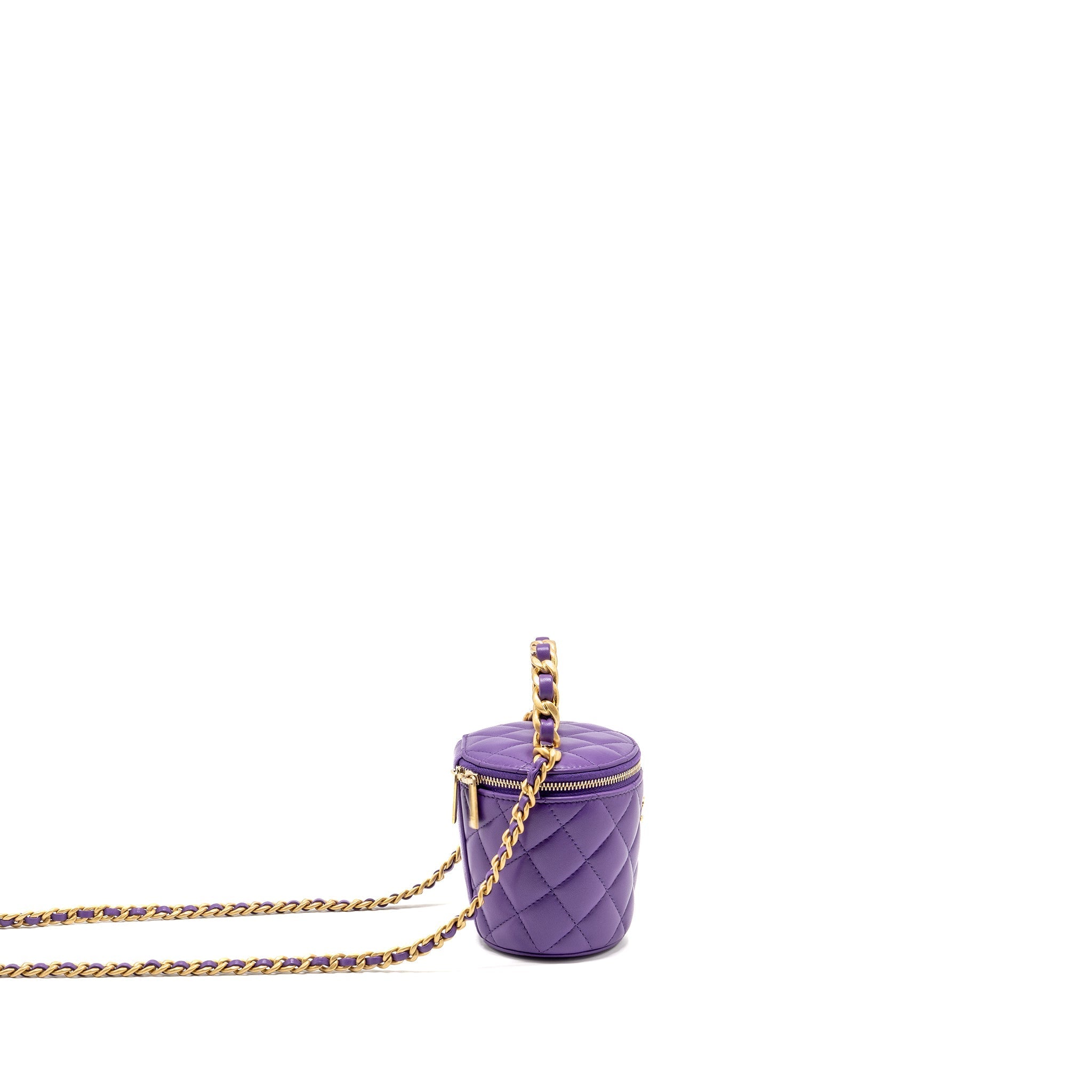 CHANEL 22A VANITY WITH CHAIN LAMBSKIN PURPLE GHW (MICROCHIP)