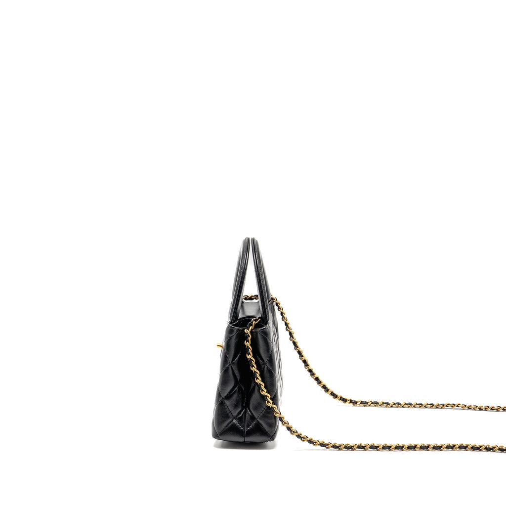 CHANEL 25A MINI KELLY SHOPPING TOTE BAG LAMBSKIN BLACK GHW (MICROCHIP)