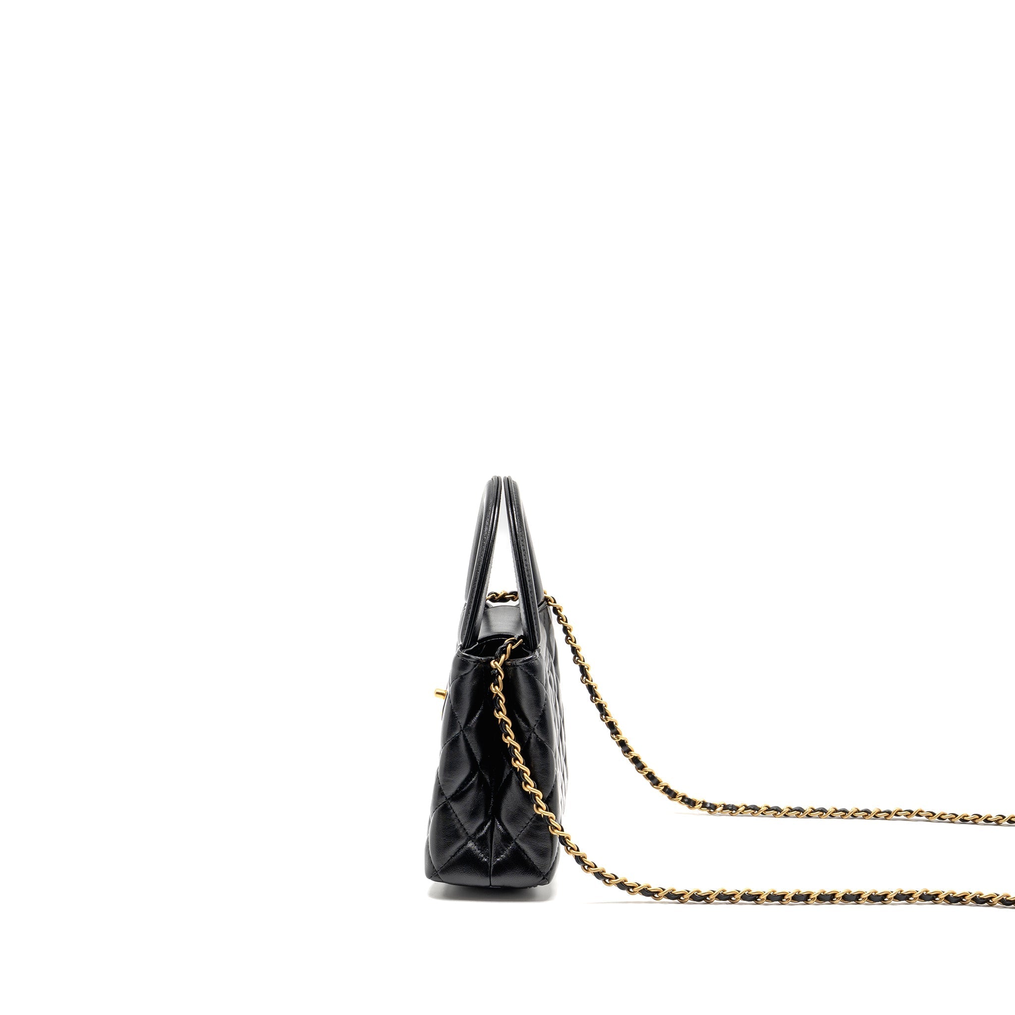 CHANEL 25A MINI KELLY SHOPPING TOTE BAG LAMBSKIN BLACK GHW (MICROCHIP)