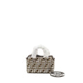FENDI MINI BY THE WAY WITH HANDLE JACQUARD FF CANVAS/CALFSKIN SILVER/BROWN SHW