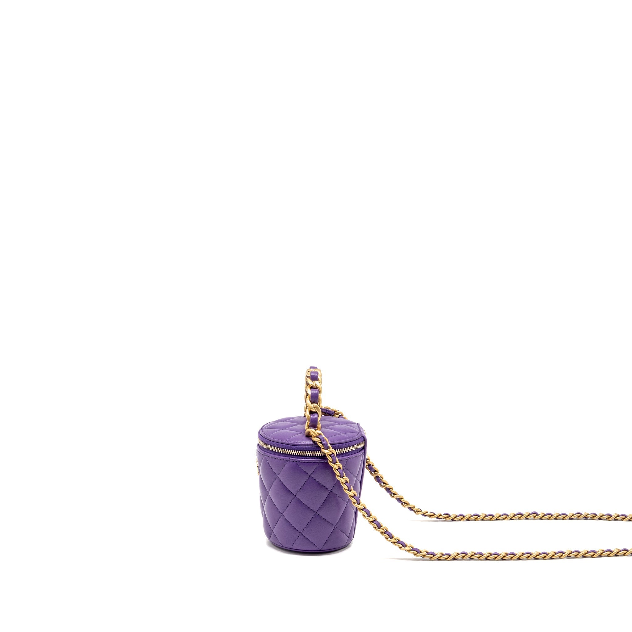 CHANEL 22A VANITY WITH CHAIN LAMBSKIN PURPLE GHW (MICROCHIP)