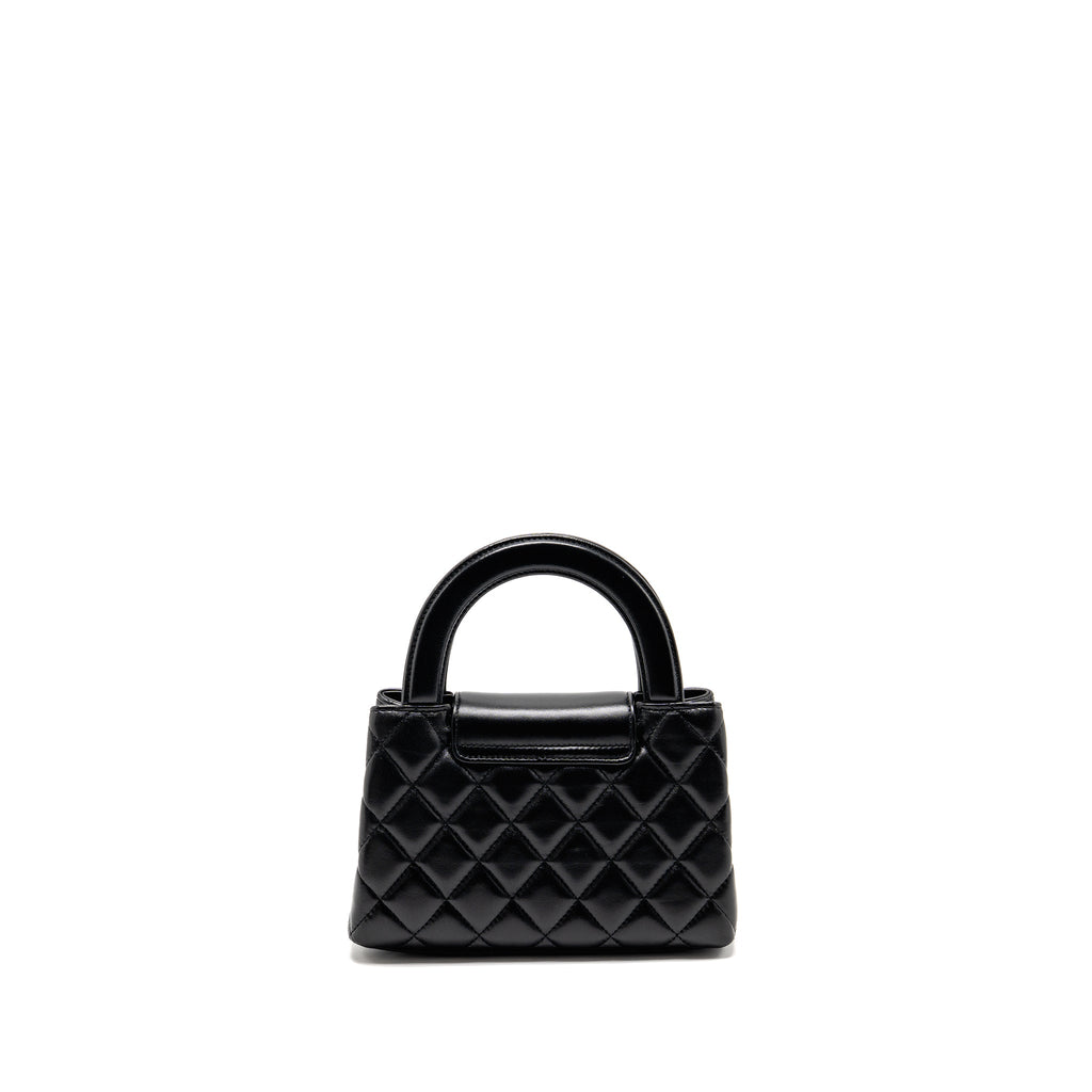 CHANEL 25A MINI KELLY SHOPPING TOTE BAG LAMBSKIN BLACK GHW (MICROCHIP)