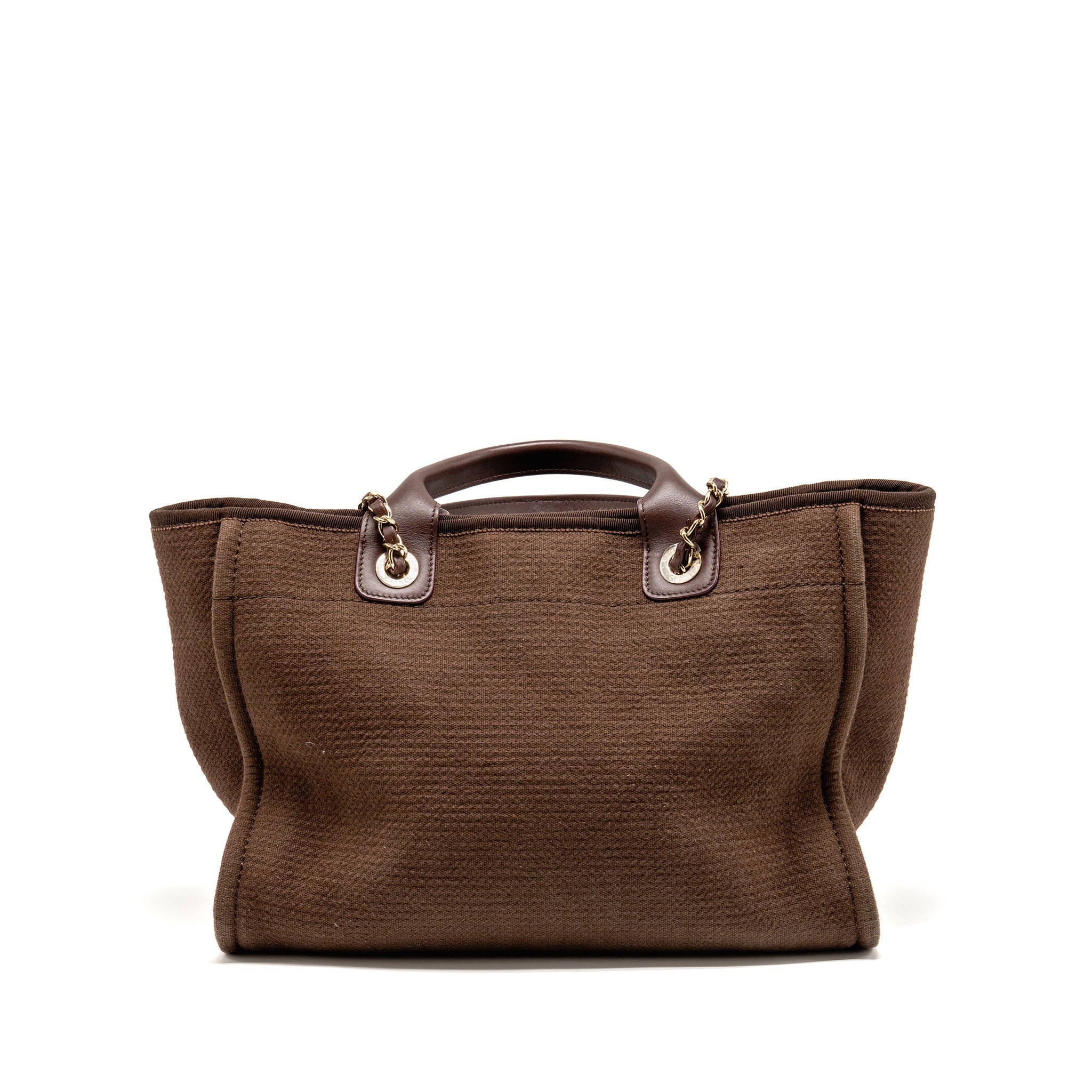 CHANEL DEAUVILLE TOTE BAG CANVAS DARK BROWN LGHW (MICROCHIP)