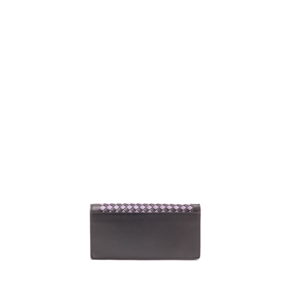 BOTTEGA VENETA INTRECCIATO WALLET ON CHAIN LEATHER PURPLE/GREY GHW