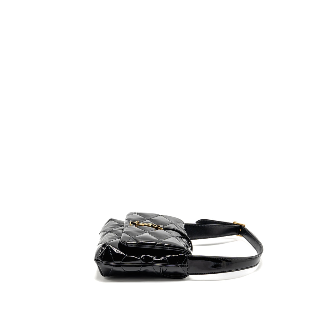SAINT LAURENT/YSL LE 5 A 7 QUILTED SHOULDER BAG PATENT BLACK GHW