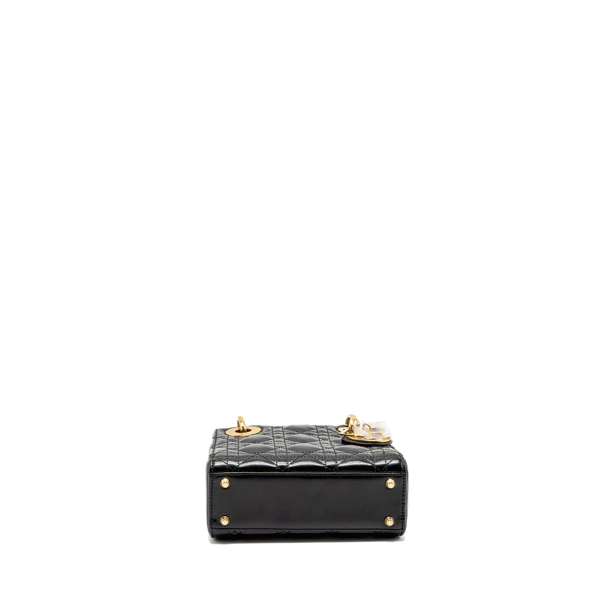 DIOR MINI LADY DIOR PATENT BLACK GHW