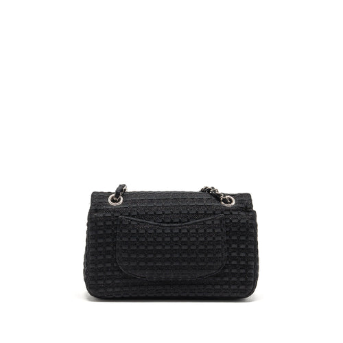 CHANEL MEDIUM CLASSIC DOUBLE FLAP BAG TWEED BLACK SHW