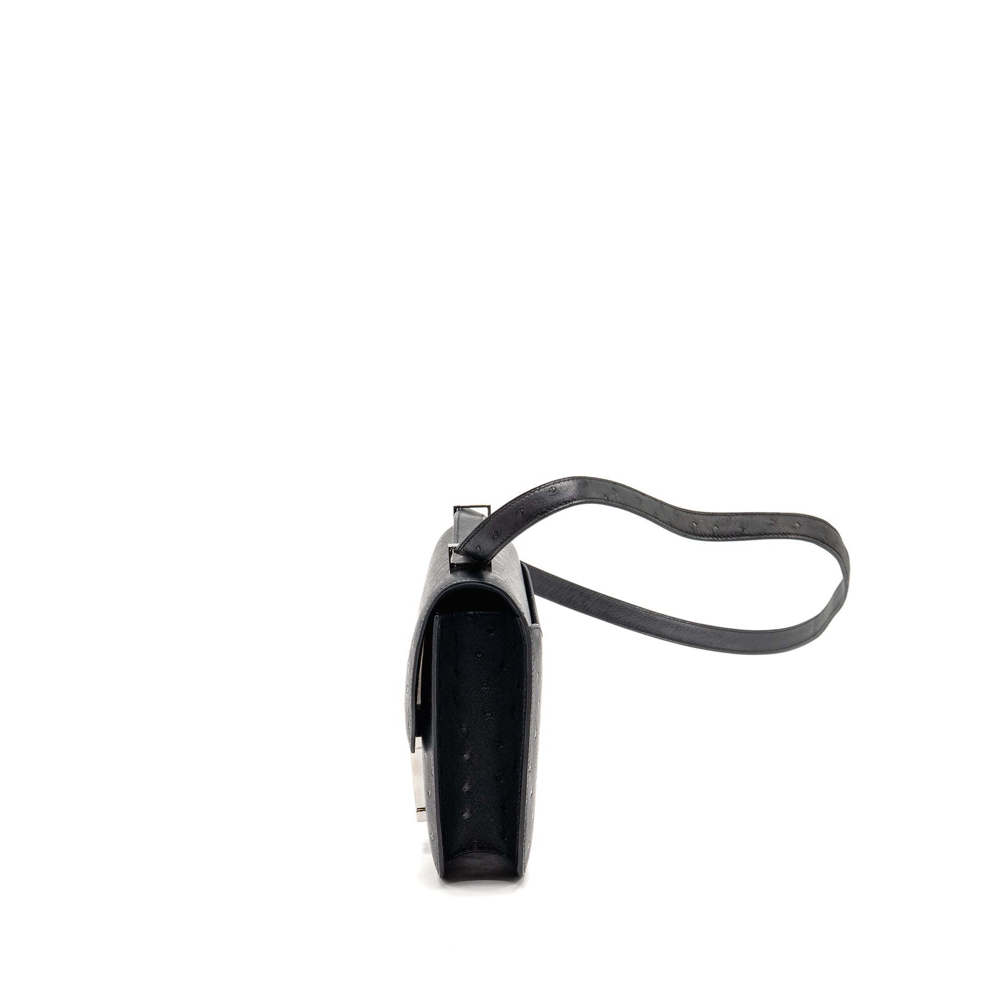HERMES CONSTANCE 24 OSTRICH BLACK SHW