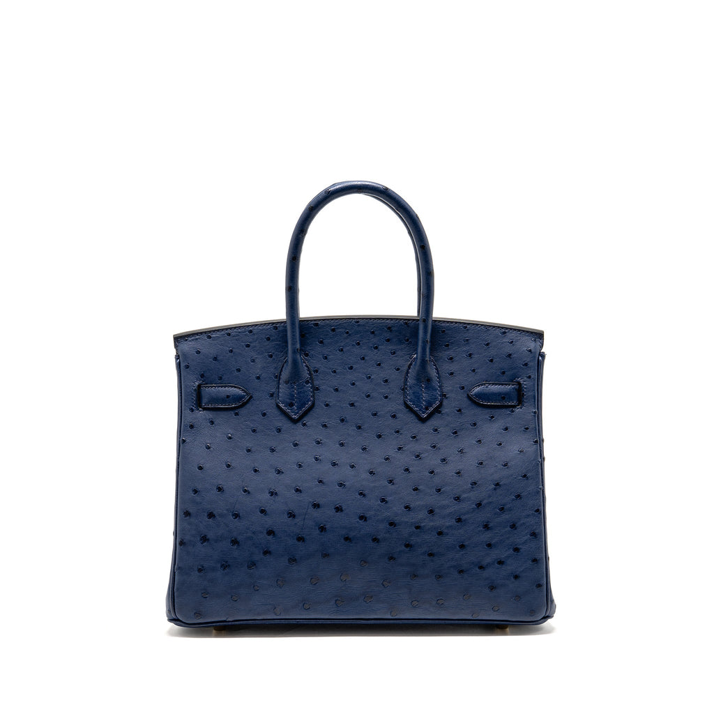 HERMES BIRKIN 30 OSTRICH BLUE IRIS GHW