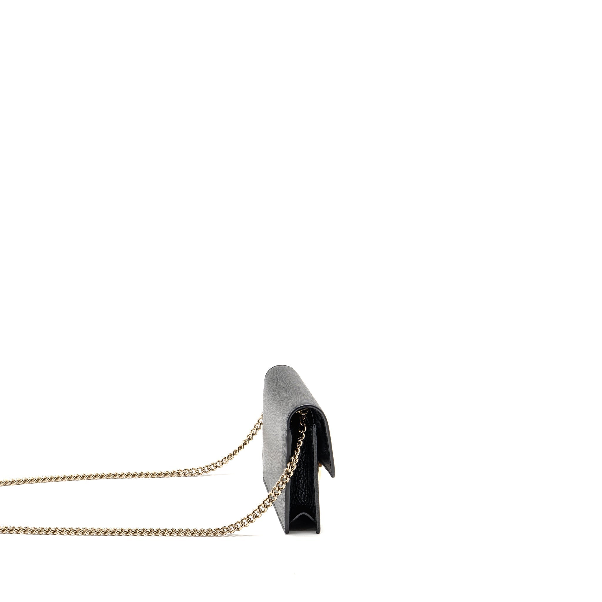 GUCCI INTERLOCKING CHAIN WALLET CALFSKIN BLACK GHW