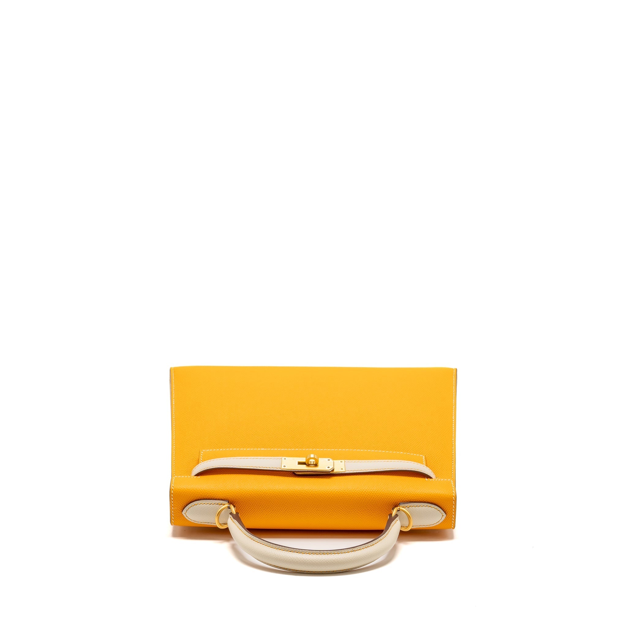 HERMES KELLY 28 SPECIAL ORDER EPSOM JAUNE D’OR/CRAIE BRUSHED GHW